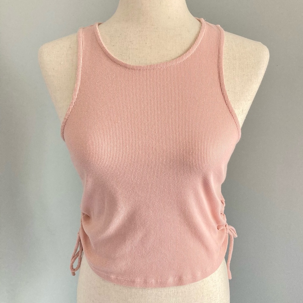 Charlotte Russe Blush Pink Rib Knit Side Tie Tank